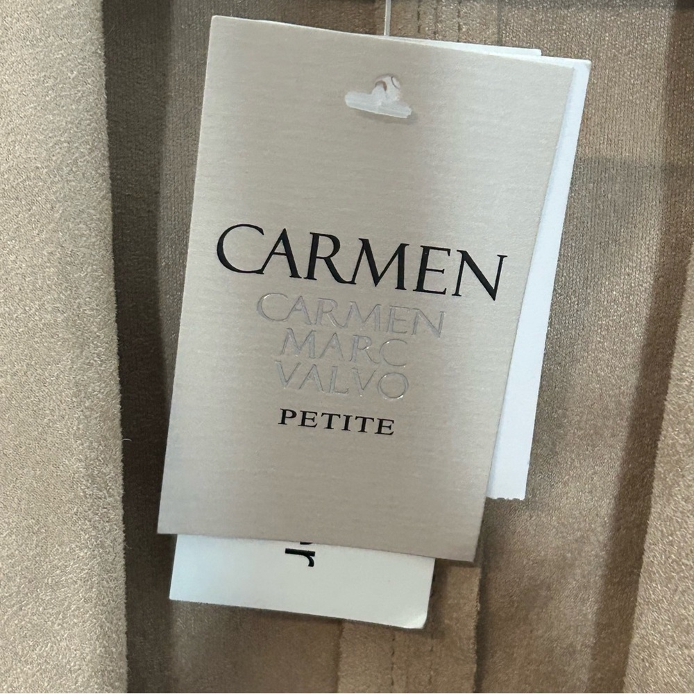 NWT Carmen Marc Valvo Faux Suede Draped Open Front Jacket- Zip Pockets - Picture 12 of 15